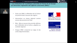 Les institutions de la politique culturelle en France et en Europe