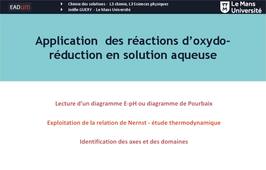 EAD Application des réactions des solutions d'oxydo-réduction en solution aqueuse (2)