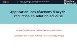 EAD Application des réactions des solutions d'oxydo-réduction en solution aqueuse (1)